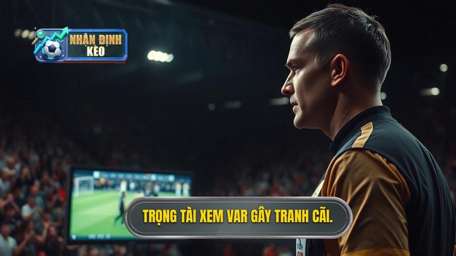 3. Trọng tài xem VAR gây tranh cãi.